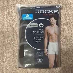 Brand New Never Opened Jockey Black Cotton Boxer Briefs Premium Comfort 3 pack